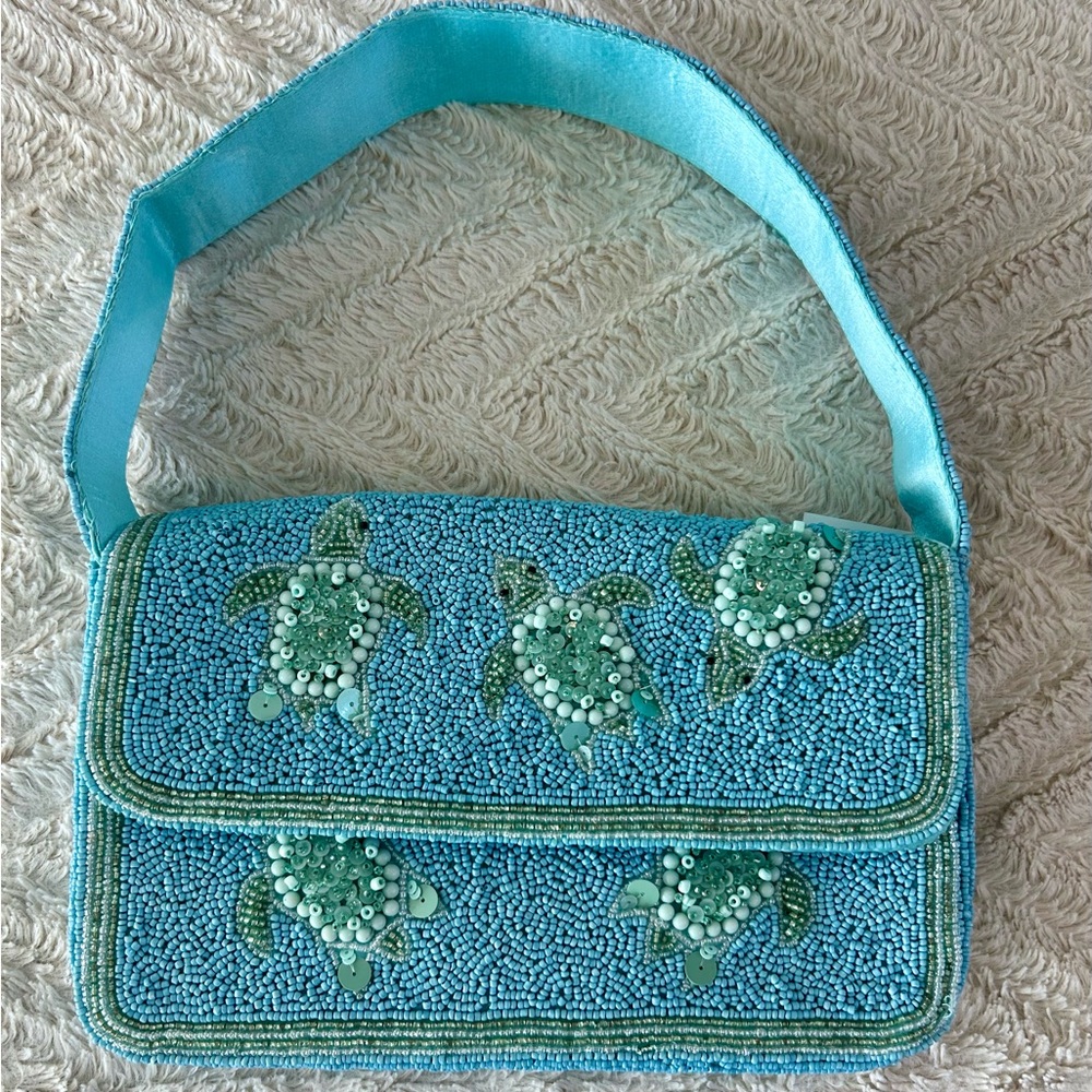 NWT Beaded Turtle Shoulder Bag
